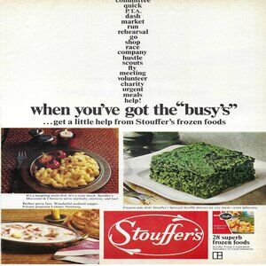 1967 Stouffer’s Frozen Foods When You’ve Got the Busy’s Vintage Print Ad/Poster